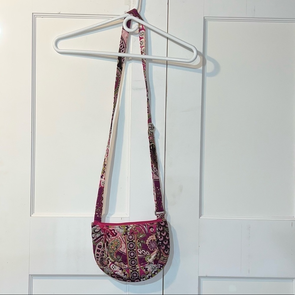 Vera Bradley Very Berry Crossbody Bag Pink Green Purple Floral Paisley